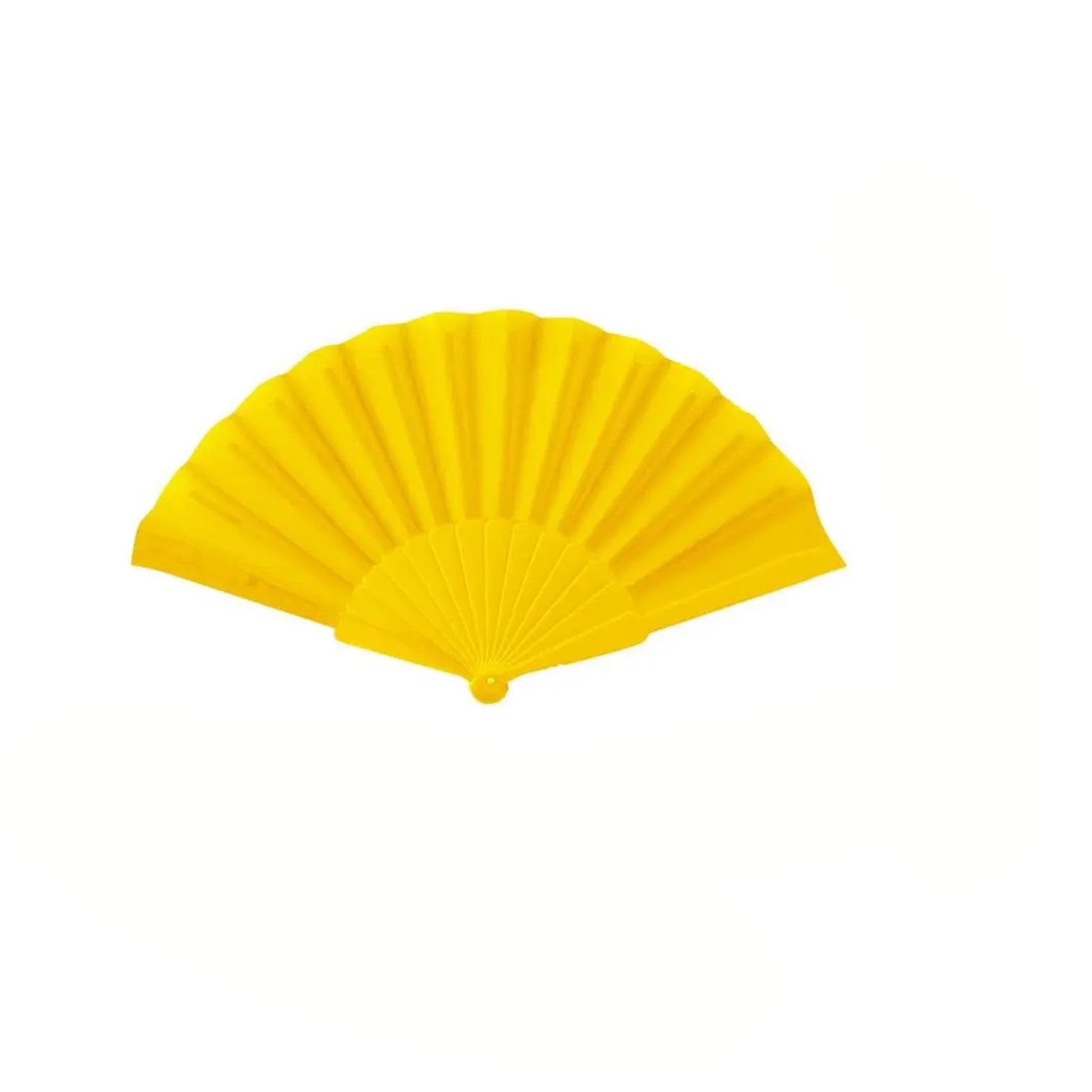 DYMKIE Plastic Bone Dance Fan Tai Chi Fan Kung Fu Performance Hand Folding Stage Wedding Party Decor(Yellow)