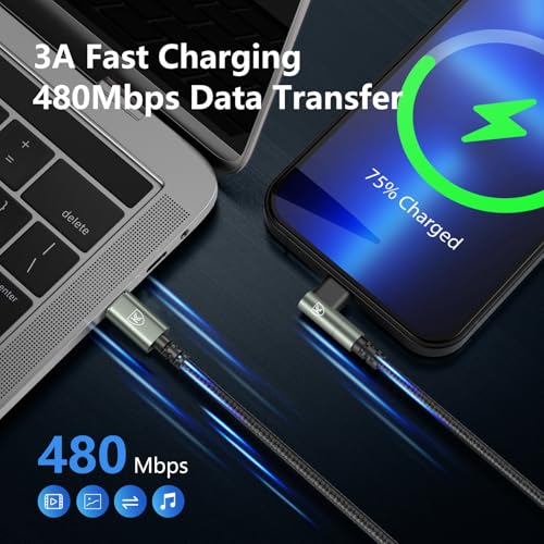Câble USB C vers Lightning 90° en nylon renforcé pour iPhone série 14 - 4