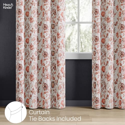 Image of haus & kinder Digital Printed Cotton Door Curtain 7 Feet Long Pack of 1 Door Curtain, 7 Feet Curtain for Door (Rustic Petal, Light Pink 130x213 CM)