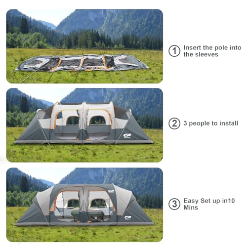 CAMPROS CP 12-Person 3 Room Tent