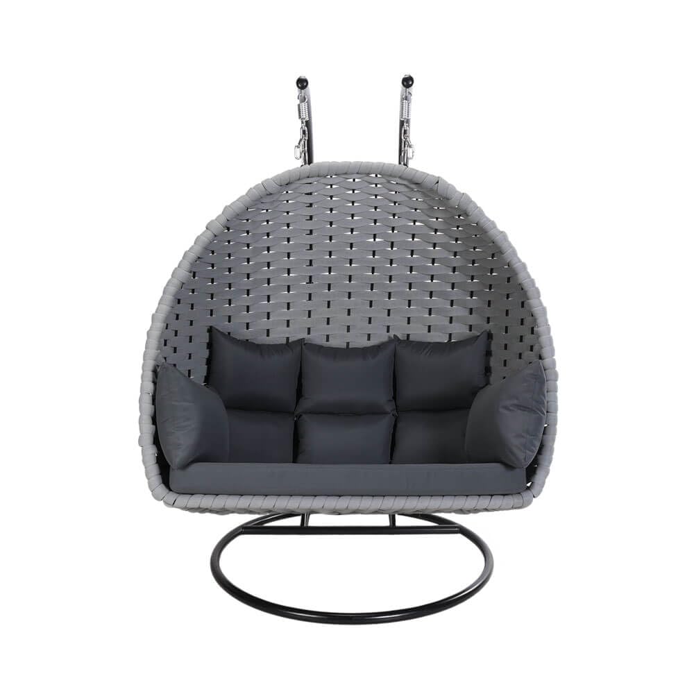 HOME DELUXE Poltrona sospesa in corda intrecciata CADEIRA grigio chiaro – 2 posti | poltrona sospesa con corda corda corda di corda