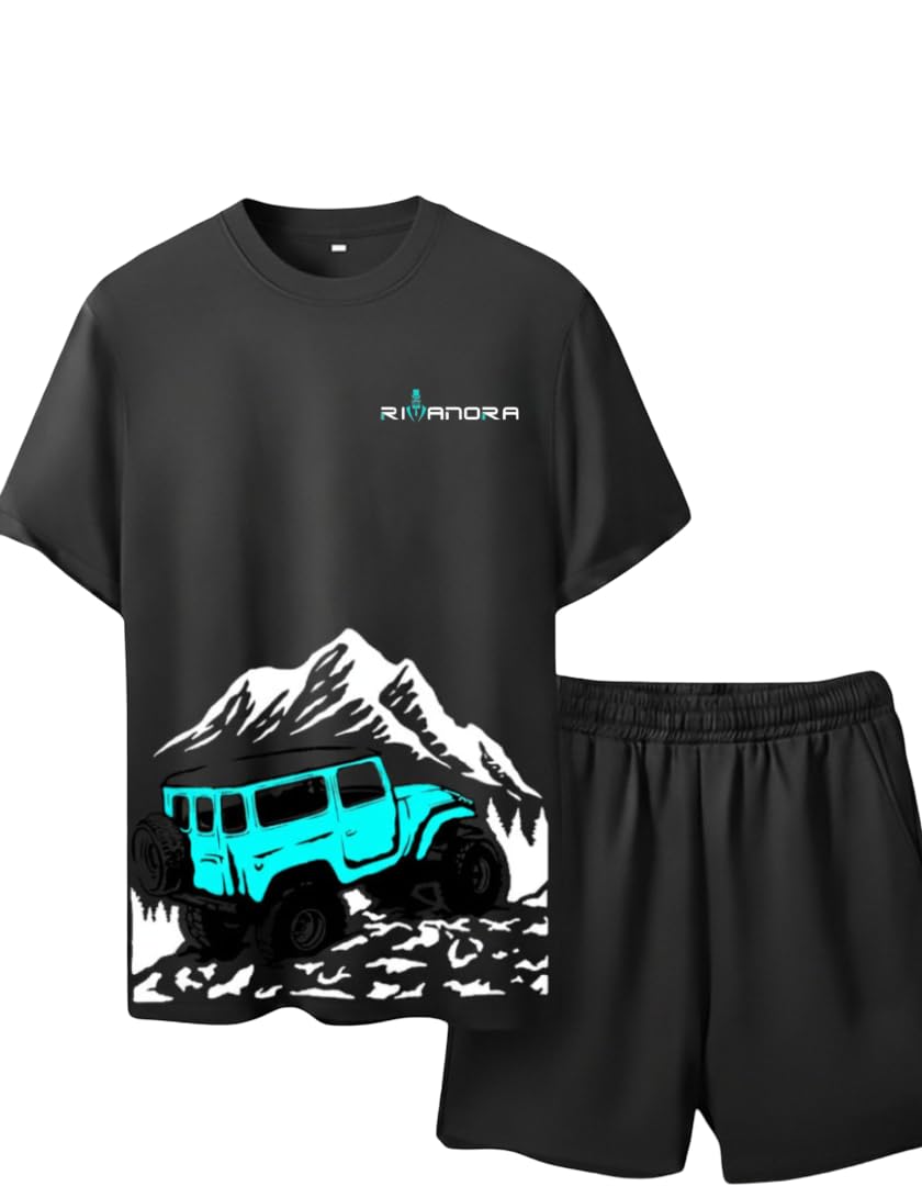🔥 Trendy Men’s Co-ord Set | Stylish Printed T-Shirt & Shorts Set | Summer Outfit for Men | Casual Wear | Adventure Jeep Print Design-image-23