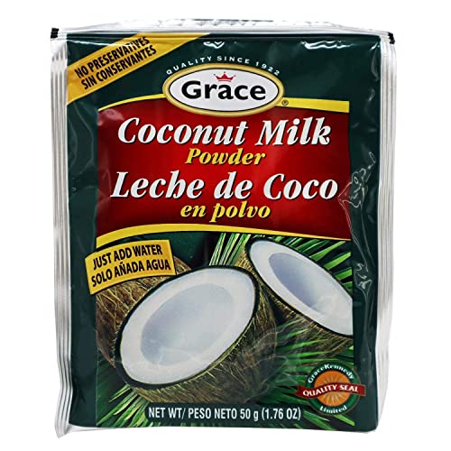 Grace Dry Coconut Milk Powder - 12 Pack - No Preservatives No Refrigeration - Just Add Water - Milk Substitute - Coffee Creamer, Smoothies, Baking, Camping, Curries - Bonus Recipe Ebook - 1.76 Oz #TOP2