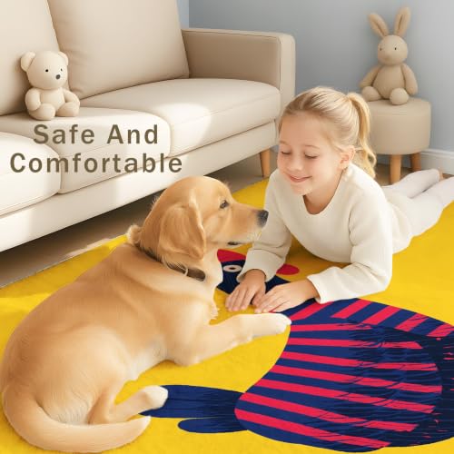 Tapis de chambre lavable et antidérapant avec motif ocre - 5