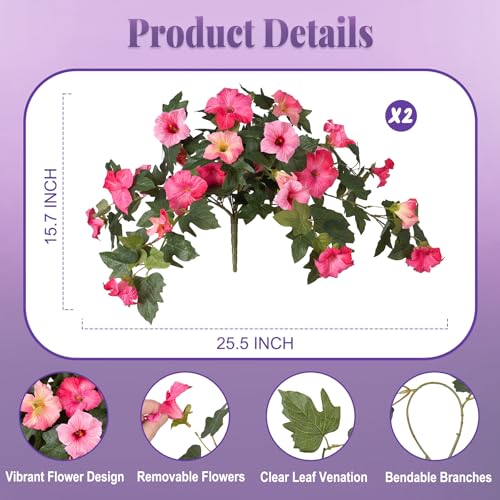 Ammyoo Artificial Fake Petunia Flowers for Outdoor Decoration, 2PCS Faux Silk Petunias Flower for Spring UV Resistant No Fade Realistic Plants for Garden Balcony Yard Porch Indoor  image 1
