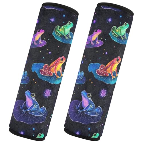 Seat Belt Covers 2 Pack Rainbow Frogs Car Seat Strap Covers Super Soft Watercolor Car Seat Neck Cover for Boys Girls Adults Babies S
