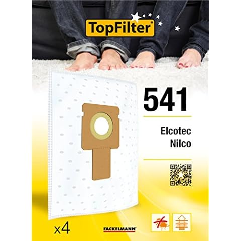 TopFilter 541-4 x Vacuum Cleaner Bags for Elcotec and Nilco. Box of Non-Woven Vacuum Bags. 4 x Dust Bags (30cm x 26cm x 0.1cm) Cover