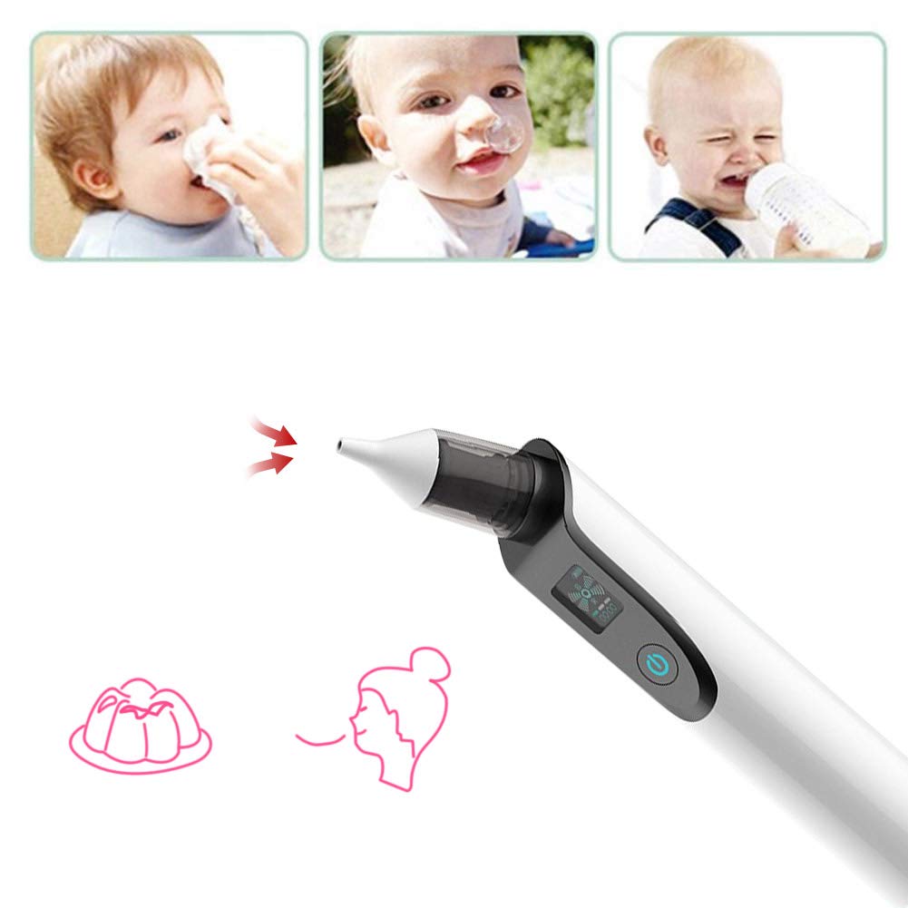 2 in 1 Bambino Aspiratore nasale Elettrico Neonato Neonato per Neonati detergente per Adulti Blackhead rimozione 3 velocità Regolabile 5 Punte sostituibili