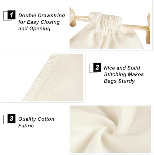 Miniatura 4 de HRX Package 20 bolsas de muselina de 4 x 6 pulgadas, bolsas de algodón con cordón para joyas, bolsas para regalo de novia, despedida de soltera,