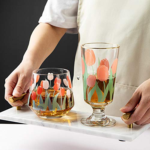 Longjet Red and White Wine Glasses, Champagne Crystal Drinking Glass Cups, 10 Ounce (Tulip)