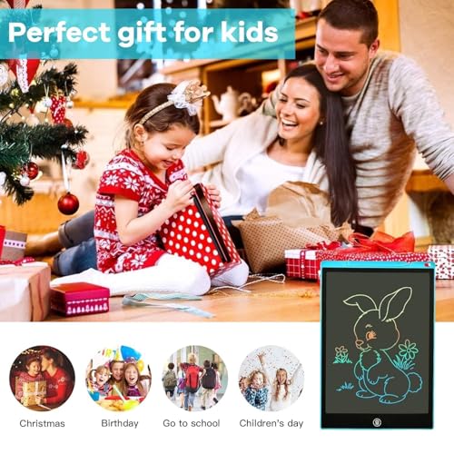Image of LCD Writing Tablet 12 Inch, Erasable Doodle Board Writing Board for Kids, Colorful Drawing Tablet Handwriting Sketch Pad Learning Toy, Christmas Birthday Gift for Boys Girls 3+ (Blue)