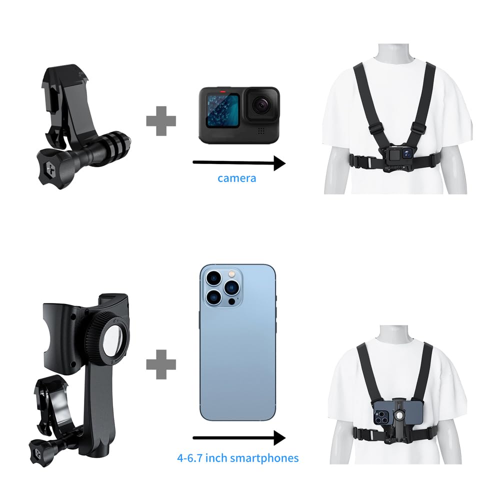 Maclean Sports Imbracatura per telefono, universale, per telefono, fotocamera, compatibile con GoPro e altre fotocamere, supporto girevole, MC-294