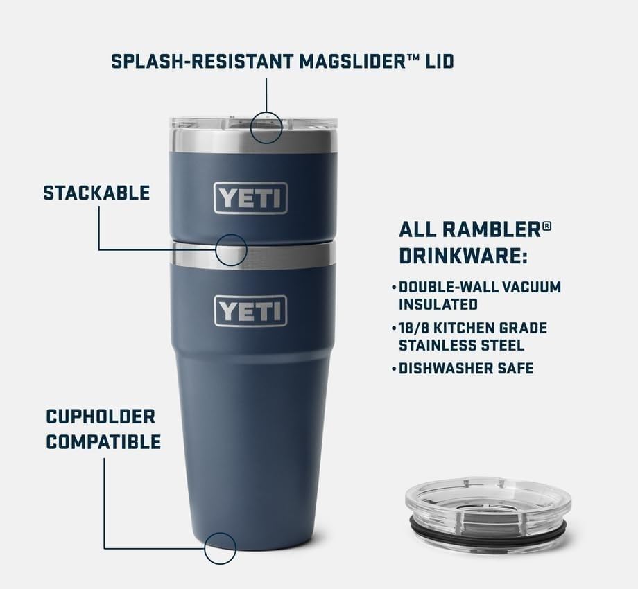Image of YETI Rambler 20 oz Stackable Tumbler, Stainless Steel, Vacuum Insulated with MagSlider Lid