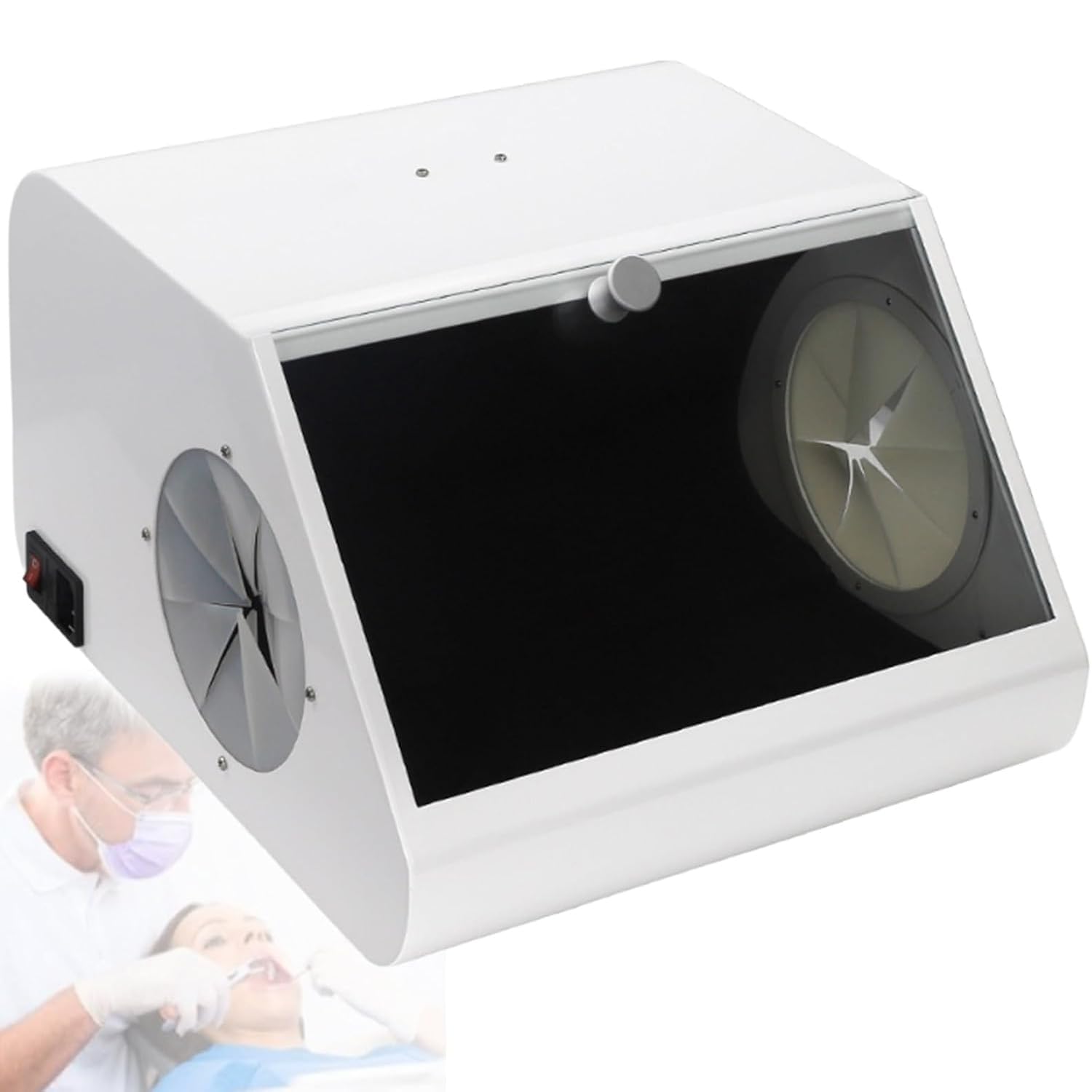 Generisch Odpylacz do laboratoriów dentystycznych z oświetleniem LED i 2 filtrami, płyta odchylająca z hartowanego szkła, nadaje się do laboratoriów