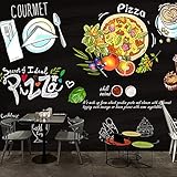 XLMING Pizarra Pintada A Mano Café Pizza Tarta Restaurante Cafetería Hamburguesería Decoración De Pared 3D Papel Pintado Casa Sala De Estar Sofá Dormitorio Tv Fondo De Pared-350cm×256cm