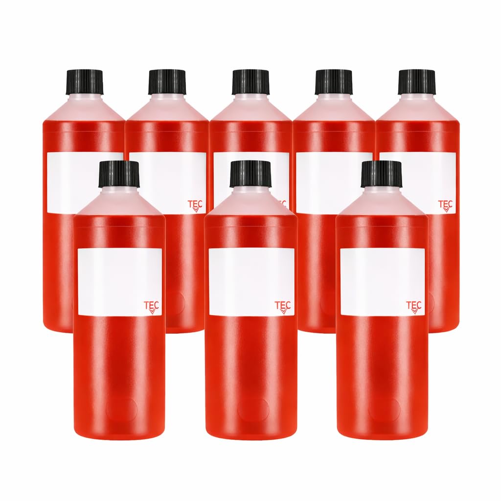 TEC Bottiglie in plastica HDPE da 500 ml, realizzate nel Regno Unito, 28 mm, con tappo nero a punta superiore, per conservare sostanze chimiche e acqua, trasparenti, riutilizzabili, piccole bottiglie