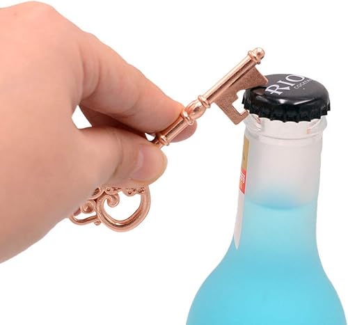 Miniatura 5 de 50 unidades de oro rosa con llave de esqueleto con 100 tarjetas de agradecimiento y cuerda de cáñamo de 98 pies para recuerdos de fiesta de boda