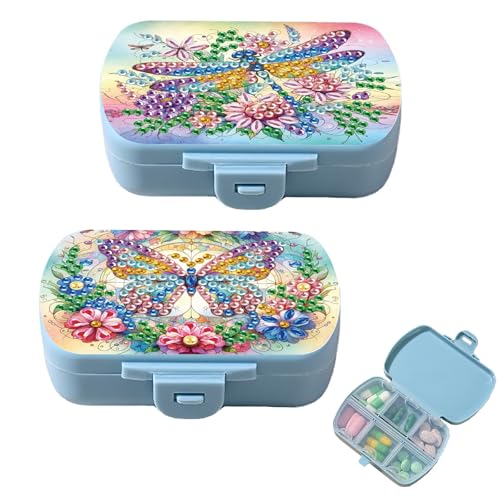 Image of ARTopet 2Pcs Diamond Art Painting Mini Storage Box with 6-Grid Creative Design Compact Portable Small Case for Purse Travel Daily-01