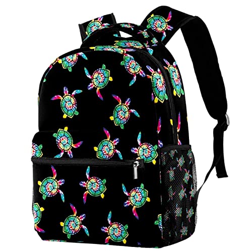 Sac à dos de voyage enfant avec filet gourde motif tortue multicolore