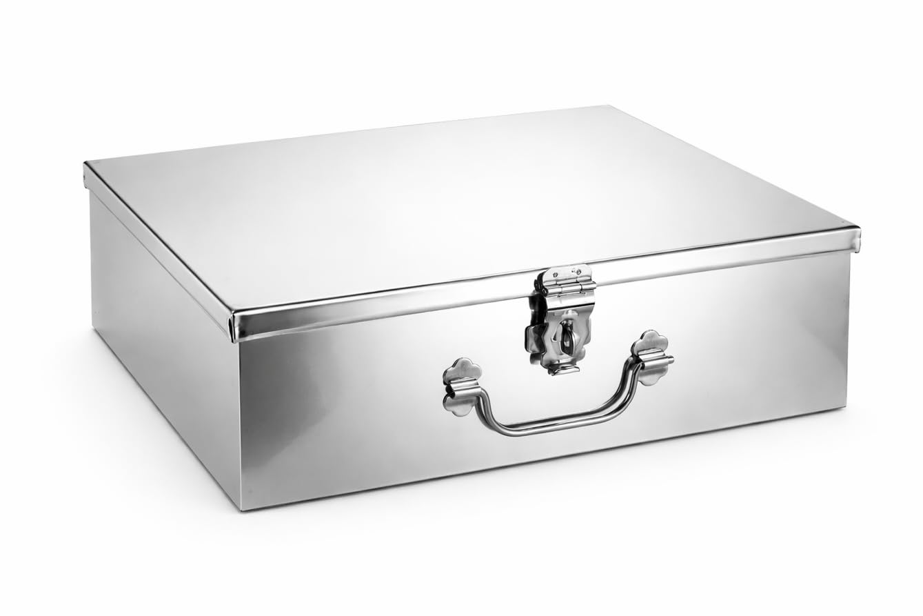 Jayco Stainless Steel Large Cash Boxes/Puja Peti/Cash Boxes/Trunk (14" x 11" x 4")