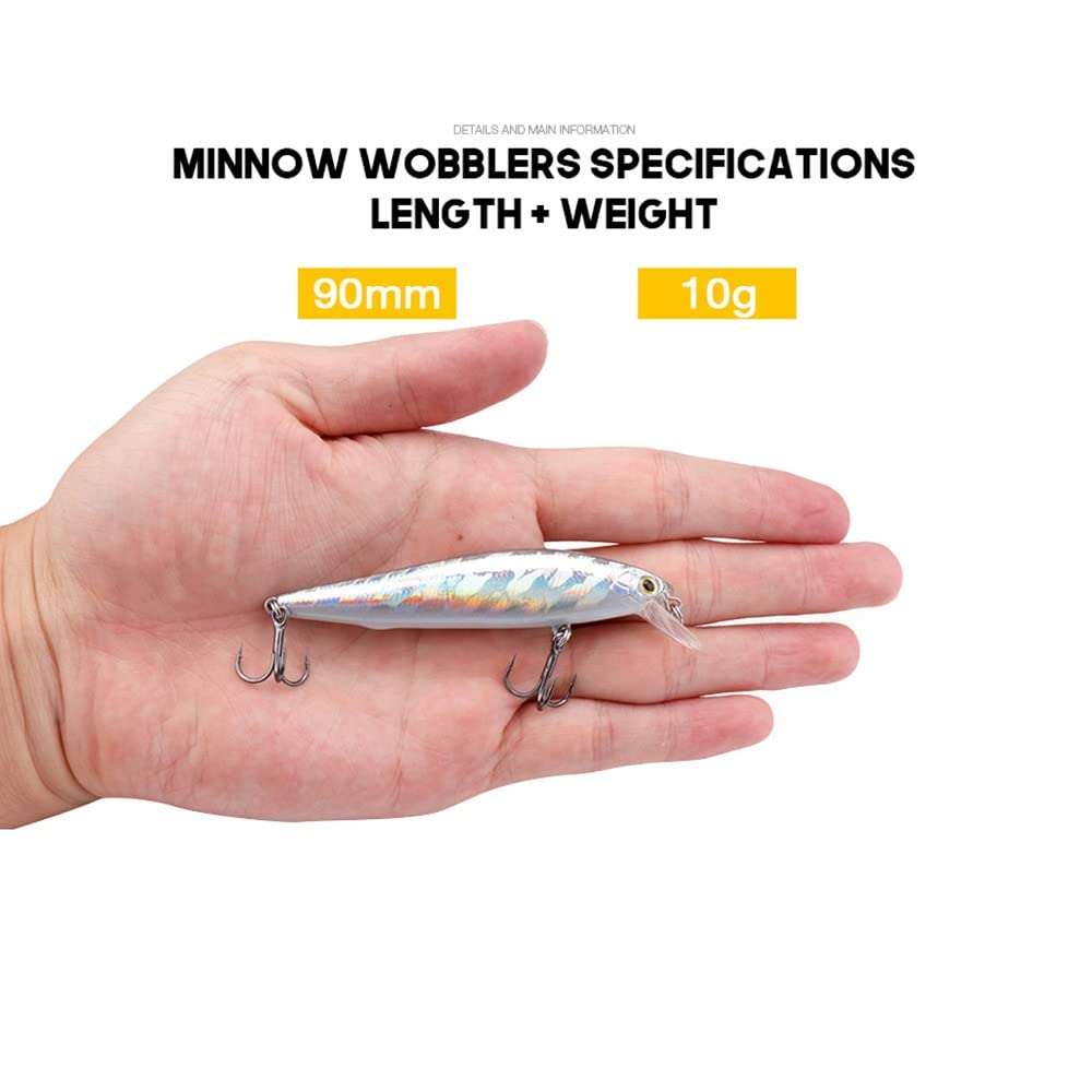5pcs Negro Minnow Fishing Lure Set 90 mm 10g Wobblers de hundimiento for tuercos Luros Crankbaits Pesca Kit de Cebo Artificial (Color : 90mm 10g Seta)