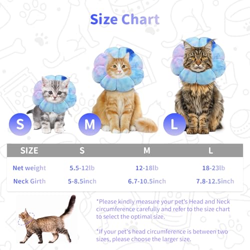 Image of Flower Cat Cone, Cat Cone Collar Dog Cone Soft Recovery E-Collar Dog Elizabethan Collar for Dogs and Cats to Stop Licking (Purple Blue, L)