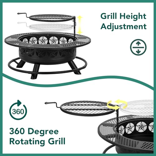 Verdeluxe 96185 42 Inch Bbq Fire Pit With Grill, Large Outdoor Wooding Burning Fire Pit thumb #5
