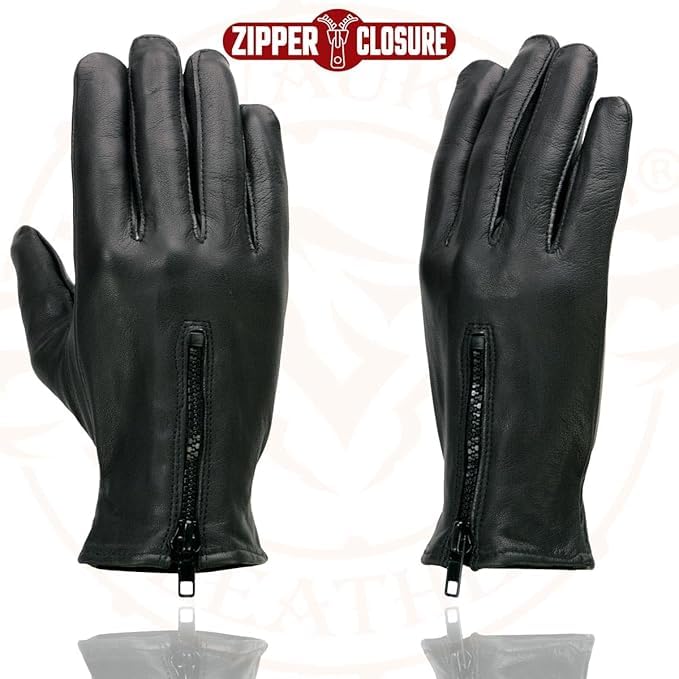 Image of Milwaukee Leather SH226D Men's Black Unlined Leather Gloves, Cowhide Leather Lightweight Unlined Zippered Wrist Closure (3X-Large)