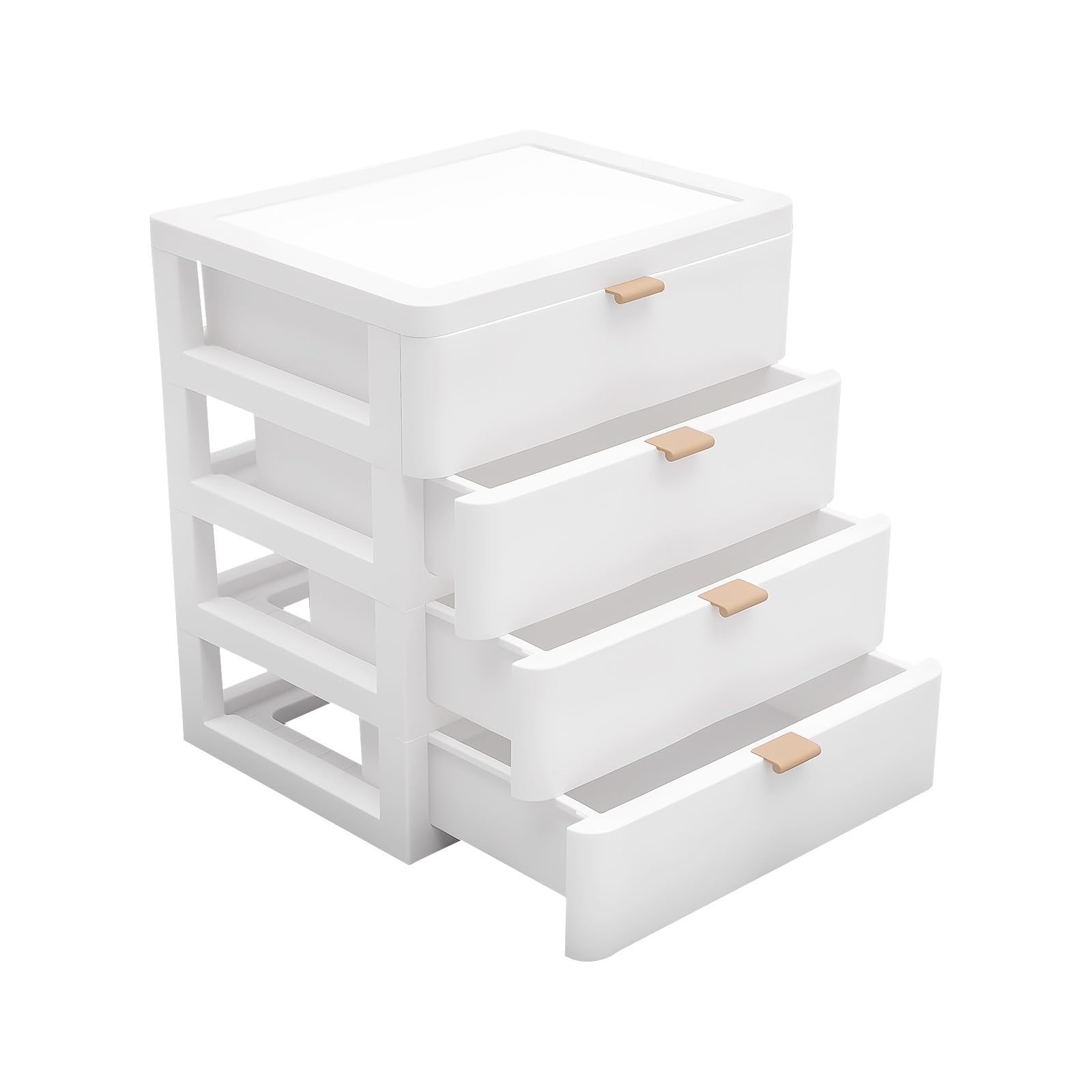 Deinungen 4 Tier Organiser Plastic Storage Drawers Unit With See-Through Drawers,Office Desk Organizers, Clear Storage Box,Stackable Tower For Desktop, Bedroom, Dorm, Cosmetics (4 Tier Organiser)