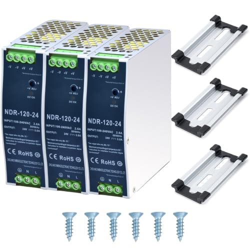 Image of 24VDC Power Supply NDR 120W DIN Rail Power Supply Switch Switching Converter DC (Input 100-240VAC Output 24VDC 50 /60HZ 24V 5A 3 PCS)