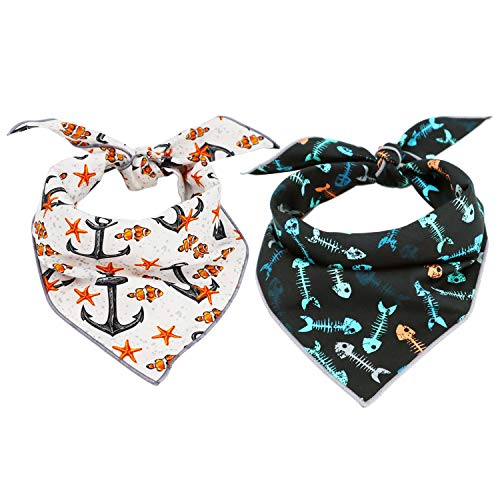 Dog Bandanas 2PCS Triangle Fashion Printing Dog Kerchief Set Scarfs Accessories For Dogs Cats Pets(S)