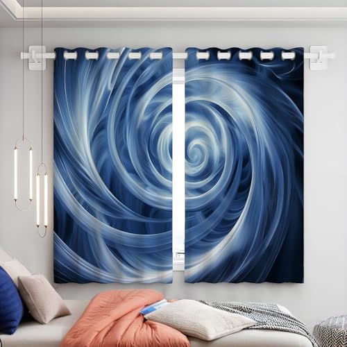 KETAFOUND Cortinas Salon Geometría Abstracta - Cortina Opacas Estampado De Jacuzzi De Agua con Ojales, Visillos para Dormitorio Cocina Ventanas Comedor Habitacion 140An X 260Al Cm (2 Paneles)