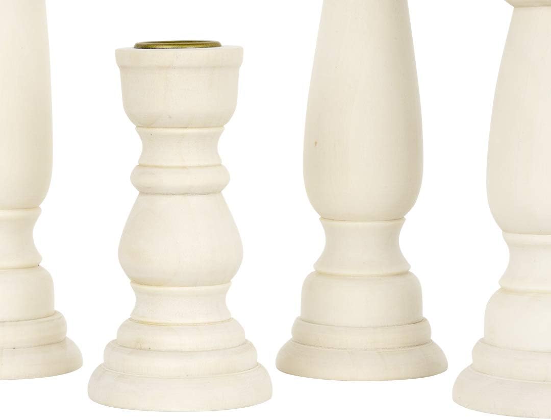 Koyal Wholesale Unfinished Wood Taper Candlestick Holders, 12 Pack Bulk Set, 4 Assorted Sizes, 11, 9, 6.75 and 4-Inches DIY Wedding Decor, Home Decor, Rustic Taper Candle Holders : Home & Kitchen