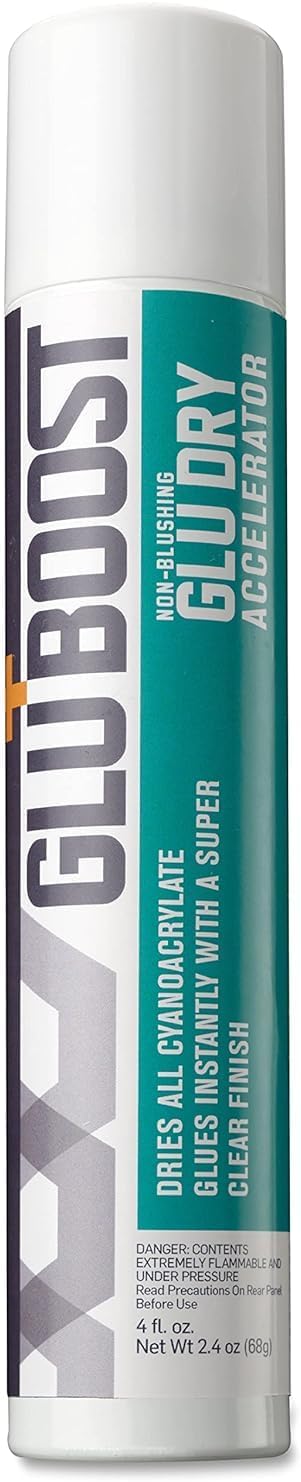GluBoost Non-Blushing Super Clear Finish Glue Accelerator Spray - Instant Dry for All Cyanoacrylate and CA Applications