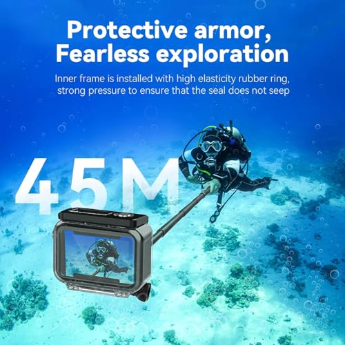 Image of TELESIN Waterproof Case for DJI Action 5 /4 /3 Camera Accessories, with Anti-Fog Underwater Housing Shell Cage Supports 45M /148FT Deep Diving Scuba Snorkeling Swimming with Quick Release Screw.
