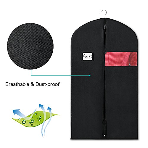 ZILINK Garment Bag Suit Bags for Storage 40-inch Suit Covers for Women with Clear Window and ID Card Holder for Suit, Dress and Coat Closet Storage,Set of 6