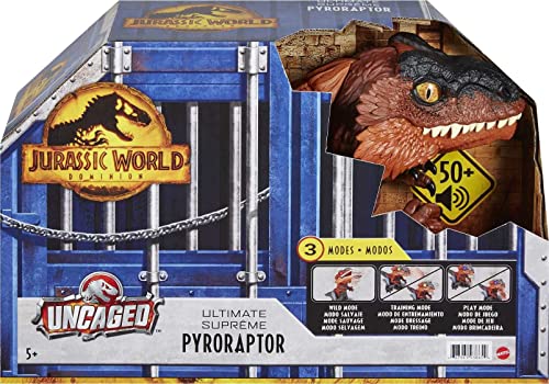 Image of Jurassic World Dominion Uncaged Ultimate Pyroraptor Dinosaur Toy, Action Figure with Interactive Motion and Sound