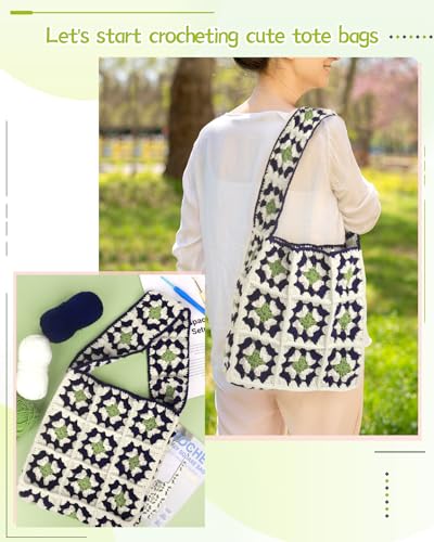 Image of Katech Crochet Kit for Beginners-Granny Squares Crochet Bag Kits for Adults and Kids-Knitting Kit with Crochet Yarn for Crocheting and Knitting-Step-by-Step Instructions- Crochet Hooks- Holiday Gift