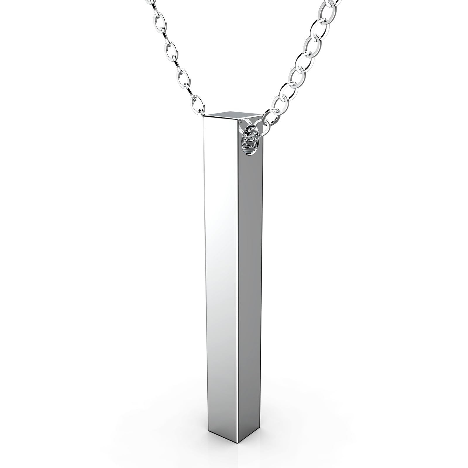 FUTPLOR Bar Pendant Necklace For Men Women Stainless Steel Mens Simple Vertical Necklaces Jewelry Gifts 22" Shining Cable Chain