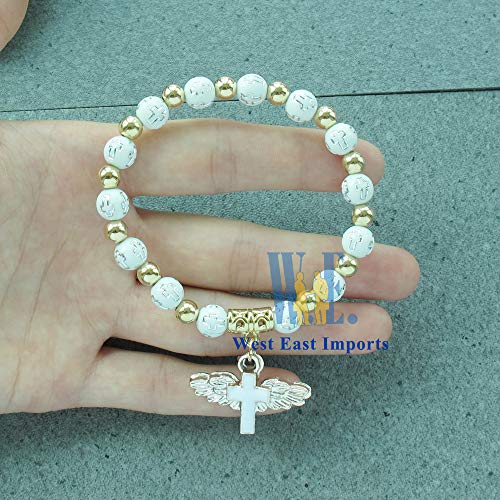 We 12 Pcs Angel Wing Cross Bracelet Favor For Boy And Girl - Baptism Favor / Christening Favor / Bautizo Recuerdos #TOP3
