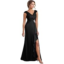 cantcauli V Neck Mother of The Bride Dress for Wedding Satin Lace Appliques Ruffles Mother of The Groom Dress CT172