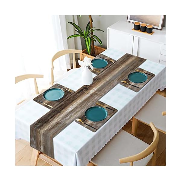 Mcalk dark brown table runner and placemats set of 6 pieces brown placemat cloth place mats indoor for kitchen washable abstract placemats linen material for dining table  urban country home decor