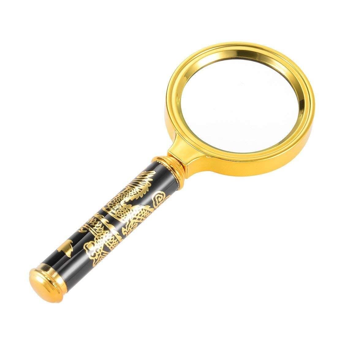 Lupa de Mano de 45 mm 10X para lectura, 1000% con Mango de Metal, Compatible con libros, periódicos, pasatiempos, antigüedades, monedas, etc.