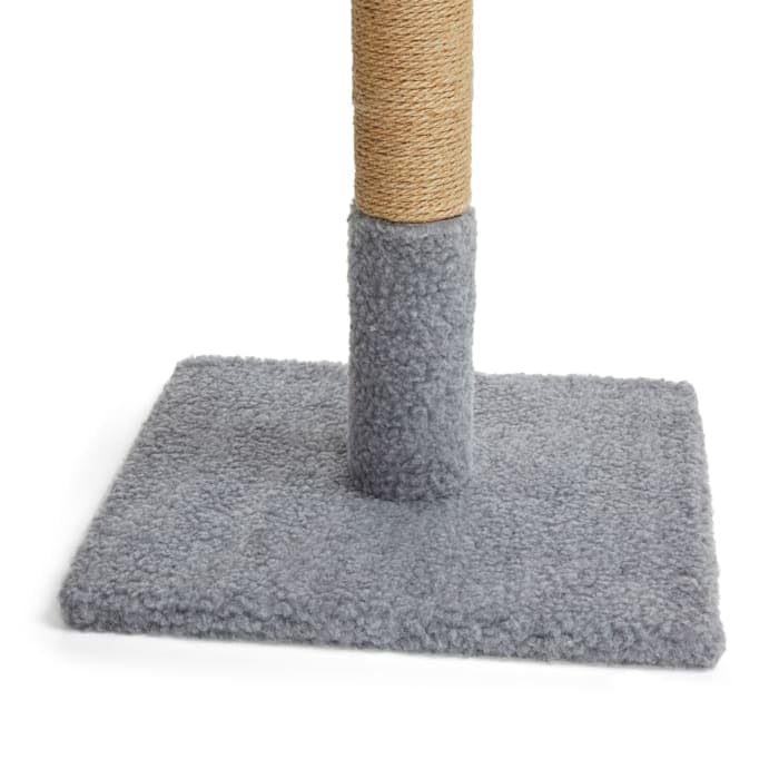 Rascador para gatos con poste de yute y juguete colgante gris 26" miniatura 7