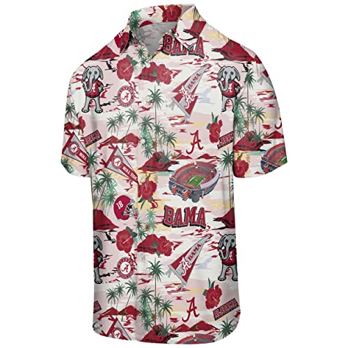 FOCO Alabama Crimson Tide NCAA Mens Thematic Stadium Print Button Up Shirt