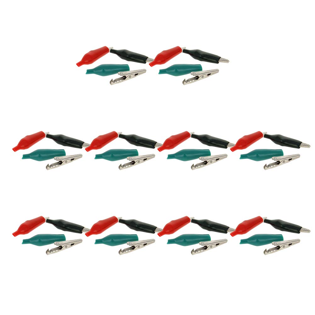 Jutagoss Insulated Alligator Clips Terminal Test Clamps Terminal Test Clamps Copper Plated Alligator Clips 10PCS Red+Black+Green