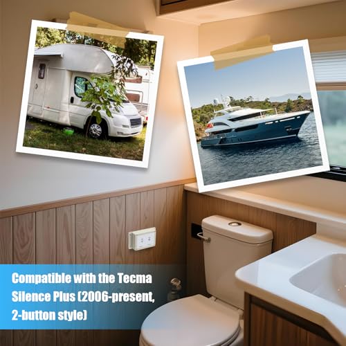 Image of 36387 RV Toilet Switch Panel, Wall Switch with Dual Flush Mode, Auto-Clean, LED Water Indicator, Compatible with Double Button Style Tecma Silence Plus 2006-Present for RV & Marine