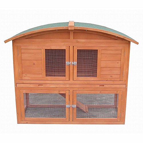 Melko Hasenstall Kleintierhaus mit Freilaufgehege, 120 x 56 x 98 cm, aus Holz, inkl. Rampe und Runddach – Bild 3