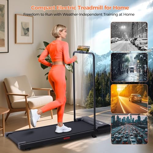 Image of Walking Pad Treadmill with Handle Bar, Portable Small Treadmill for Home