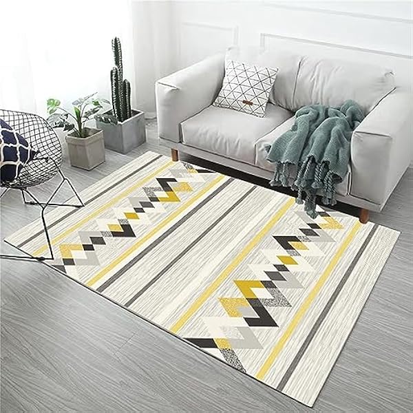 Gebied tapijten woonkamer tapijt, antislip zacht kristal fluwelen tapijt voor gemakkelijk schoon te maken, machine wasbaar tapijt voor woonkamer, slaapkamer, eetkamer wasbare tapijten (gestreept grijs